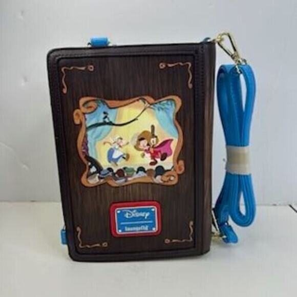 Loungefly Disney Pinocchio Story Book Convertable Backpack Crossbody Bag NWT - Picture 2 of 11